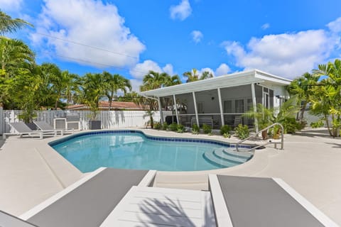 Huge back patio and pool shared with 2 other units on the property.