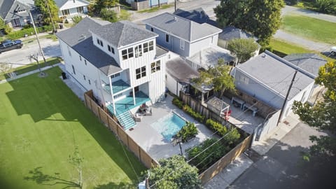 Aerial exterior rear private yard