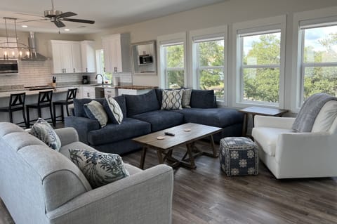 Seating in the great room. ##Pull out sofa.