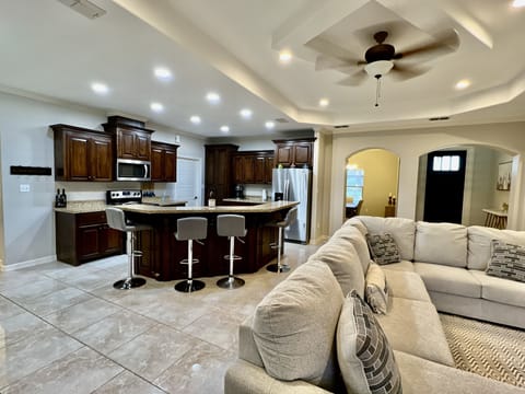 Open concept kitchen, living, dining