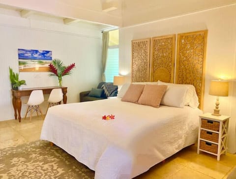 Comfortable Cal King bed in a spacious studio