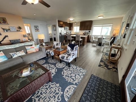 main living area: dining, kitchen, living room