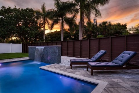 Waterfall With Chaise Lounges