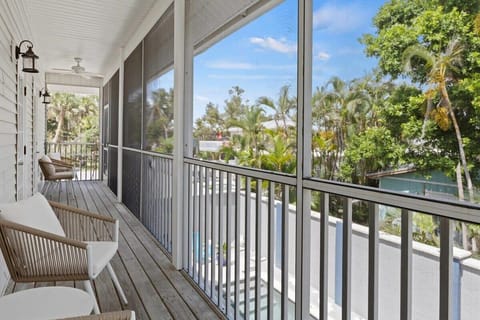 Back patio overlooking pool