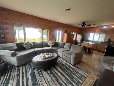 Family room seating open to the kitchen