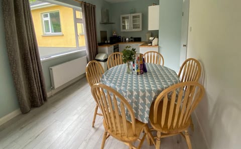 Dining area with extendable table.