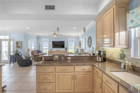 Kitchen overlooking the living space