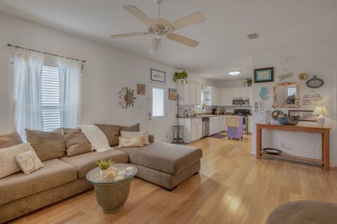 Open concept living with kitchen.