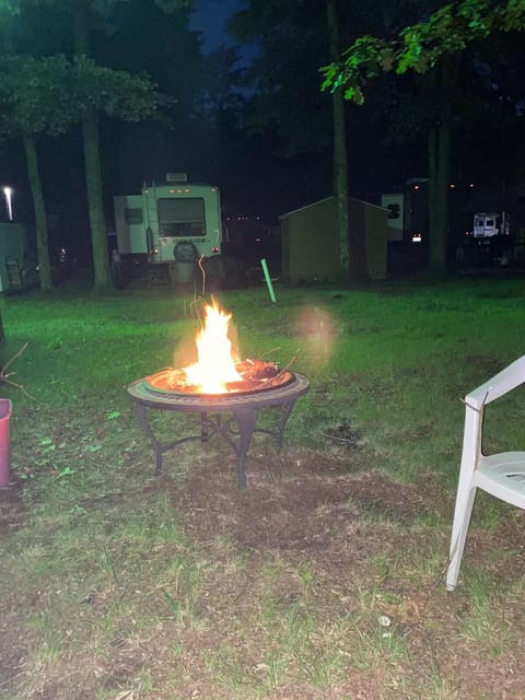 Fire pit near gazebo area 