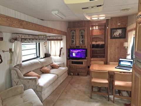 pull out sofa bed dining table roku TV built in stereo full unit sound