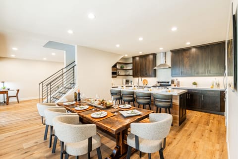 Dining table with seating for up to 9