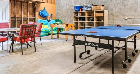 Down the back deck stairs and you are in the game room