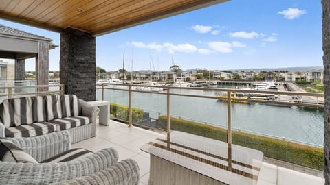 View of Martha Cove Marina from balcony of the master bedroom