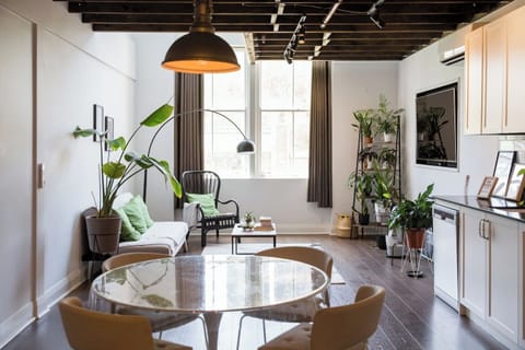 This gorgeous New York-style loft has been thoughtfully styled to create a relaxing urban retreat with all the comforts of home.