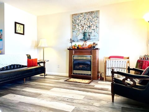 Shared lobby with fireplace