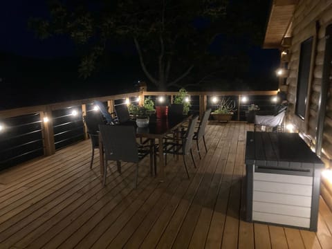 Large deck with lights