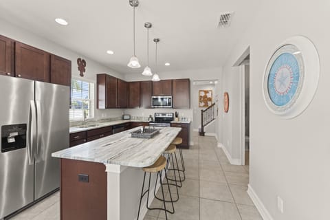 Breakfast bar seats three