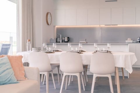 Dining area with open kitchen