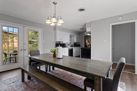 Farm table with two benches and two chairs