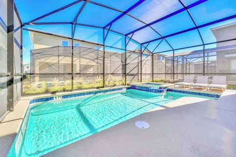 Private swimming pool and spill-over jacuzzi hot tub.