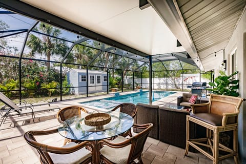Enclosed patio and pool