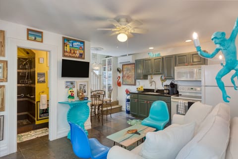 The Monkey House offers a living room, kitchen, and two bedrooms.