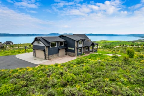 Polaris Peak-Aerial View of the west side of home and front door.