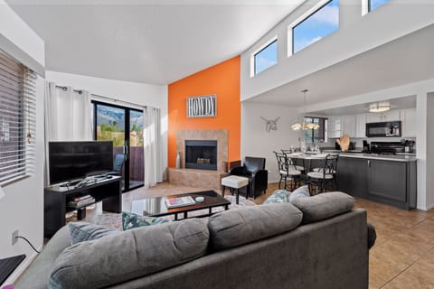Cozy and inviting, the living room features comfortable seating & stylish décor.