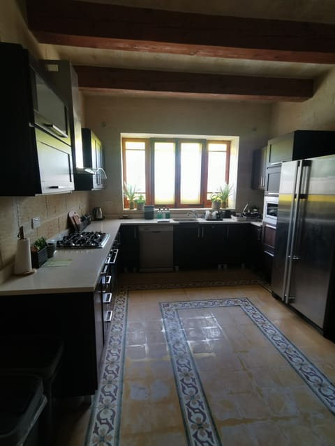 Large fully equipped kitchen with microwave
