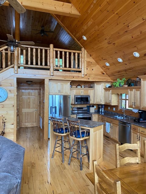 Main floor kitchen and island.