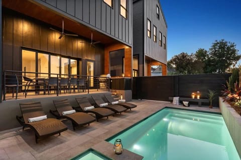 Pool Area | Heated Pool and Spa with Lounge Seating | Backyard