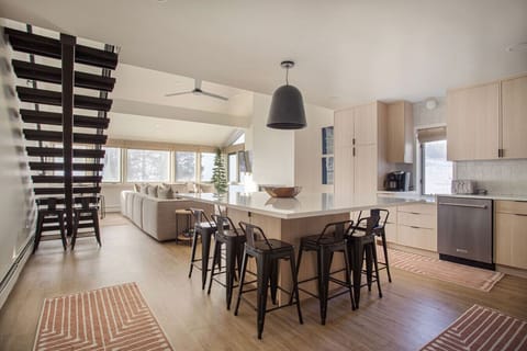 Main floor with Kitchen island with seating