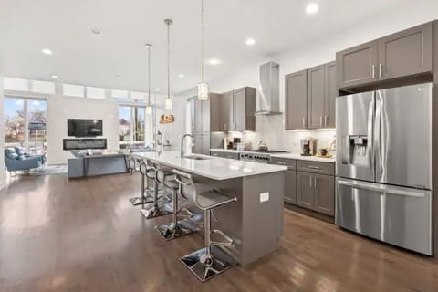 View of kitchen through to living area. Very open feel.