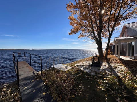 View of the lake and chalet