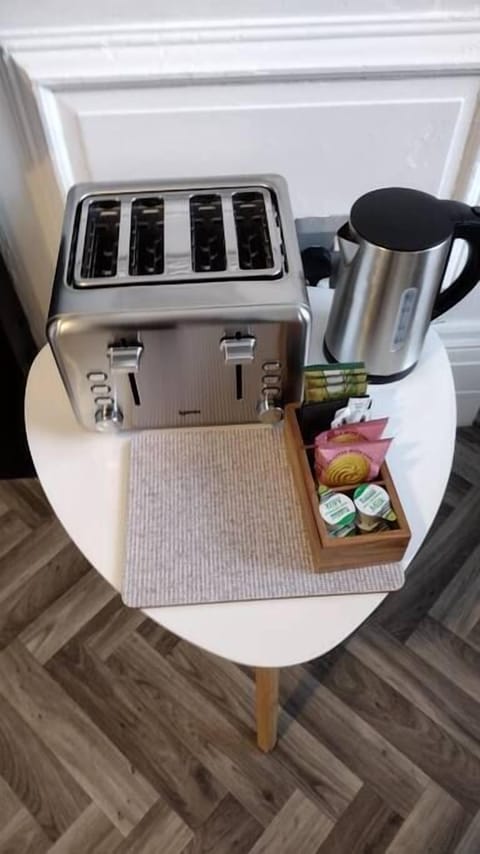 Kitchen with tea and biscuits