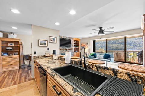 Updated kitchen with granite countertops.