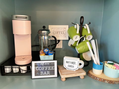 Coffee, tea, sugars and creamers provided