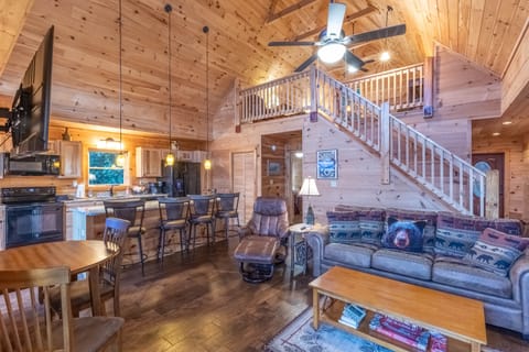 Living room - View of kitchen and loft from living room area