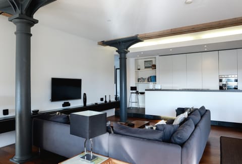 Living area and kitchen