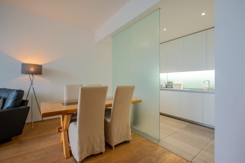 Dining table and kitchen