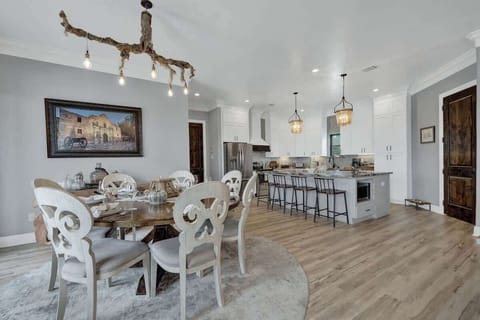 Dining area plus bar seating.