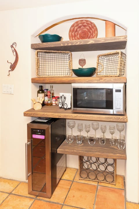 Wine fridge, rack & glasses for the wine lovers! Combo convection/microwave