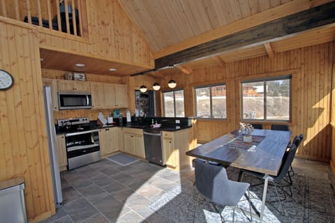 The kitchen is well stocked & dining has plenty of seating.