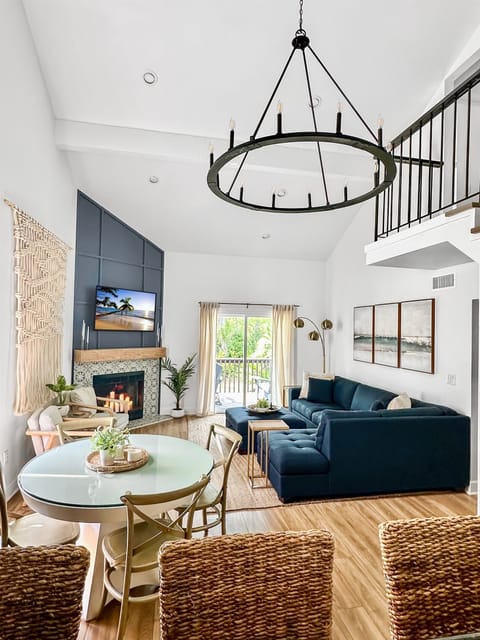 The view from the kitchen into the dining area & living room.