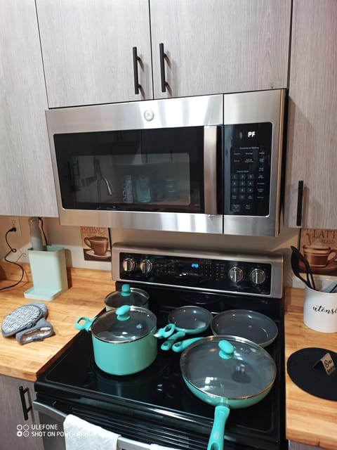 Five Burner Stove & Pots & Pans