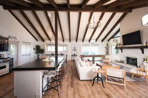 The island in the kitchen with seating.