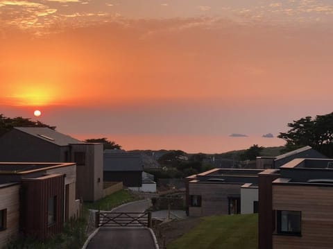 Sunset over the coast from the balcony