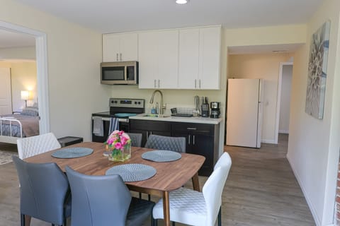 Dining table and kitchen