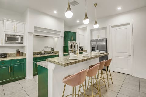 The fully stocked gourmet kitchen is perfect to cook a homemade meal. Need a private chef? Our concierge service can set that up! 