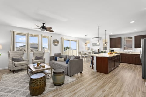 Access the patio near the dining table.